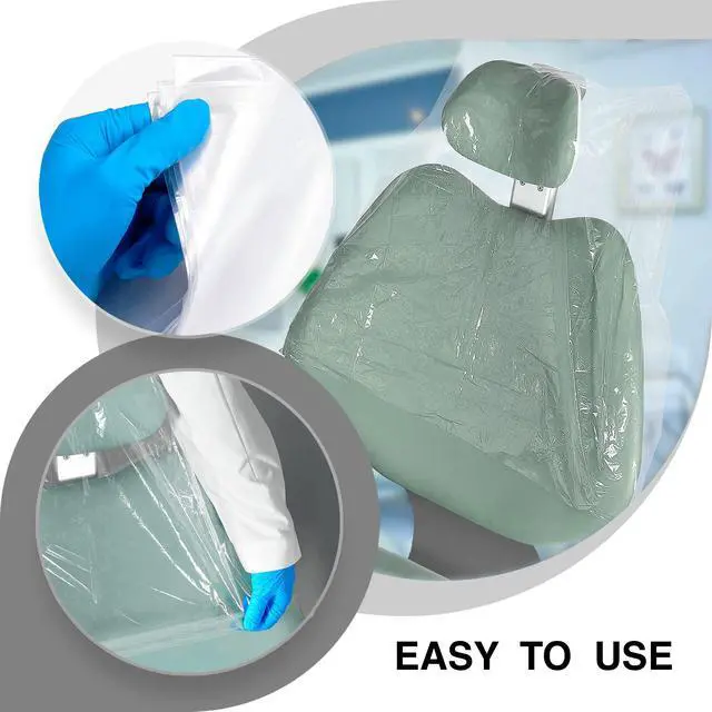 Alt view image 3 of 5 - Dental Half Chair Covers - 24" x 27.5" | Pack of 225 | Disposable Clear Plastic Sleeve Protectors, Waterproof Plastic Cover Sleeves for Dental Chair, Tattoo Chair | Covers Back and Headrest