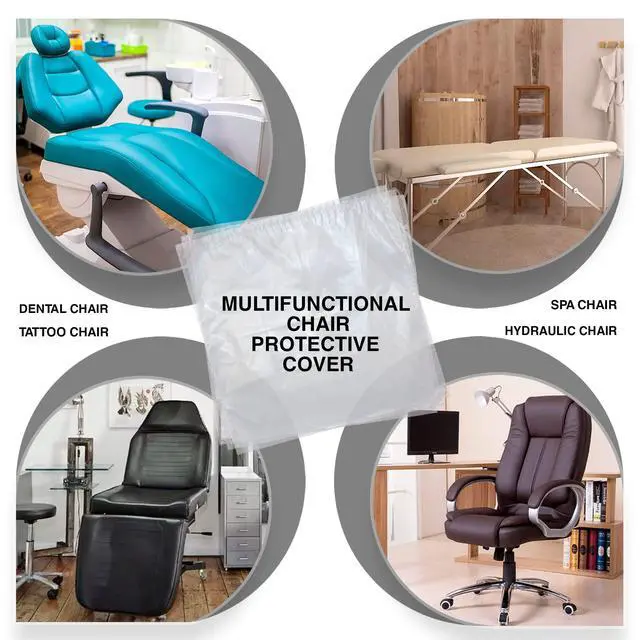 Alt view image 4 of 5 - Dental Half Chair Covers - 24" x 27.5" | Pack of 225 | Disposable Clear Plastic Sleeve Protectors, Waterproof Plastic Cover Sleeves for Dental Chair, Tattoo Chair | Covers Back and Headrest
