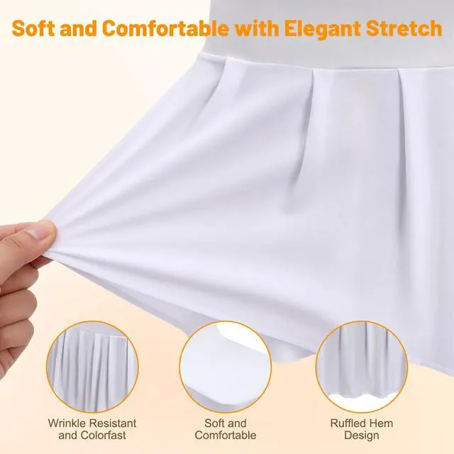 Alt view image 3 of 6 - 30 Pcs White Chair Covers with Skirt, Wedding Long Stretch Chair Cover Removable and Washable Stretch Chair Slipcovers with Skirt for Dining Chairs Hotel and Wedding Ceremony