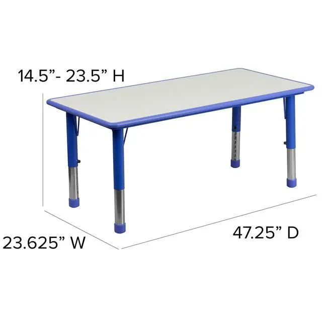Alt view image 3 of 3 - 23.625" W x 47.25" L Blue Plastic Activity Table Set-4 Chairs