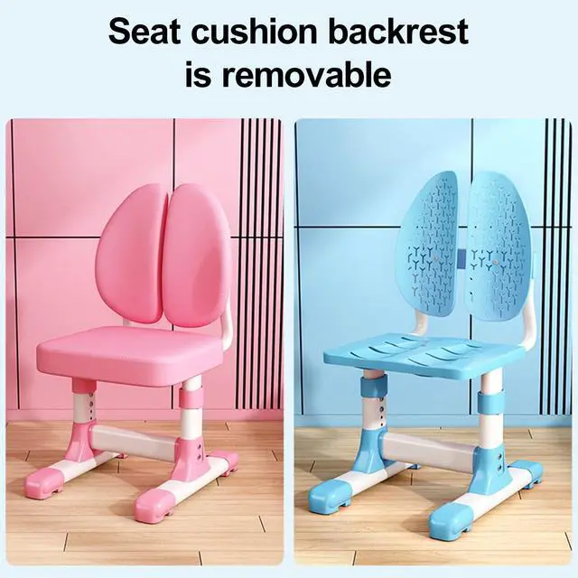 Alt view image 6 of 6 - Kids Desk and Chair Set, Children School Study Table Chair Set, Ergonomic Desk Chair with Large Writing Board, Bookshelf and Drawer Blue, 3888198