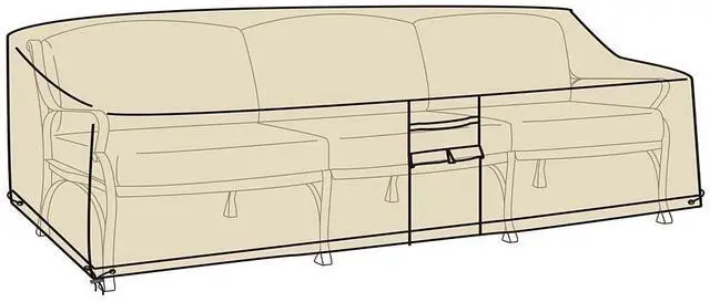 Main image of Heavy Duty Weather Resistant Deluxe Outdoor Deep Seat Sofa Cover | All-Weather | Water-Repellent | Cloth-Like Polyester | Resists Fading | Toggle Closure | Reinforced Seams | Tan