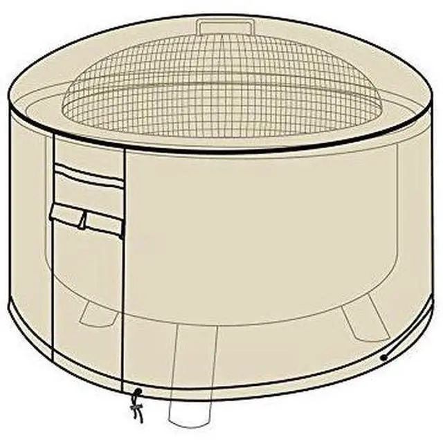 Main image of Heavy Duty Weather Resistant Deluxe Outdoor Fire Pit Cover, 2 Ply Polyester, 32 Diam x 18 H - Sand
