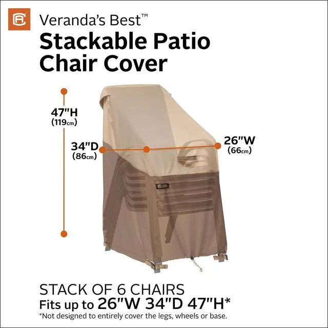 Alt view image 3 of 6 - Veranda's Best Waterproof Stackable Patio Chair Cover, 26 x 34 x 47 Inch