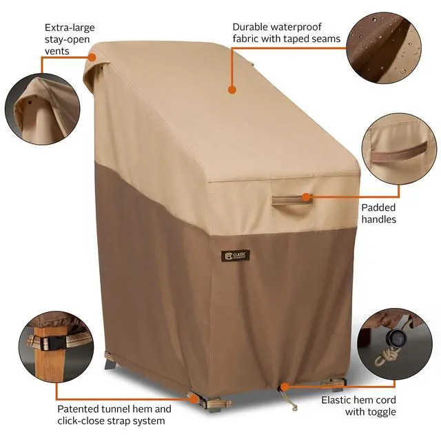 Alt view image 4 of 6 - Veranda's Best Waterproof Stackable Patio Chair Cover, 26 x 34 x 47 Inch