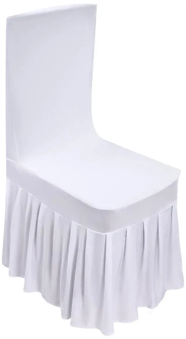 Main image of 30 Pieces Chair Slipcovers,White Stretch Chair Cover with Ruffled Skirt,Soft Polyester Spandex Stretch Chair Slipcovers Protectors Compatible with Most of the Chairs for Wedding,Party,Celebration