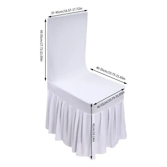 Alt view image 2 of 6 - 30 Pieces Chair Slipcovers,White Stretch Chair Cover with Ruffled Skirt,Soft Polyester Spandex Stretch Chair Slipcovers Protectors Compatible with Most of the Chairs for Wedding,Party,Celebration