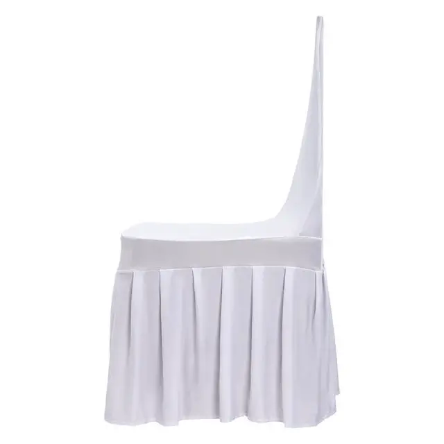 Alt view image 3 of 6 - 30 Pieces Chair Slipcovers,White Stretch Chair Cover with Ruffled Skirt,Soft Polyester Spandex Stretch Chair Slipcovers Protectors Compatible with Most of the Chairs for Wedding,Party,Celebration