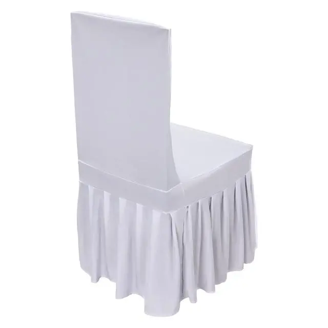 Alt view image 5 of 6 - 30 Pieces Chair Slipcovers,White Stretch Chair Cover with Ruffled Skirt,Soft Polyester Spandex Stretch Chair Slipcovers Protectors Compatible with Most of the Chairs for Wedding,Party,Celebration