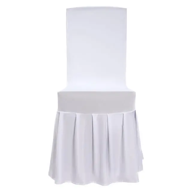 Alt view image 6 of 6 - 30 Pieces Chair Slipcovers,White Stretch Chair Cover with Ruffled Skirt,Soft Polyester Spandex Stretch Chair Slipcovers Protectors Compatible with Most of the Chairs for Wedding,Party,Celebration