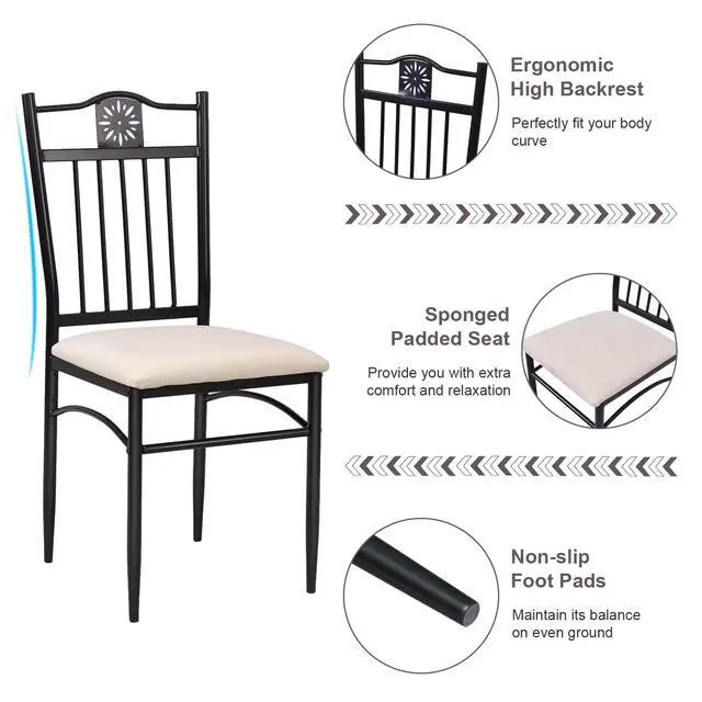 Alt view image 4 of 6 - 5 Pieces Dining Table Set, Modern Kitchen Table Set for 4 Person, 42 Rectangular Table w/ 4 Upholstered Chairs, Bistro Table Set for Home, Coffee Shop & Restaurant (Brown)