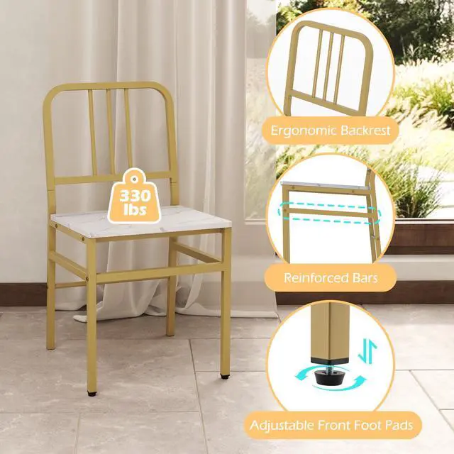 Alt view image 4 of 6 - 3-Piece Dining Table Set for 2, Faux Marble Rectangular Kitchen Table and 2 Chairs with Storage Rack and Metal Frame, Space-Saving Dinette Set for Dining Room, Apartment, Small Space, White