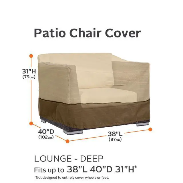 Alt view image 3 of 6 - Veranda Water-Resistant 38 Inch Deep Seated Patio Lounge Chair Cover, 4 Pack, Patio Furniture Covers