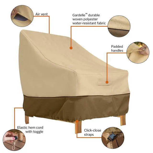 Alt view image 5 of 6 - Veranda Water-Resistant 38 Inch Deep Seated Patio Lounge Chair Cover, 4 Pack, Patio Furniture Covers