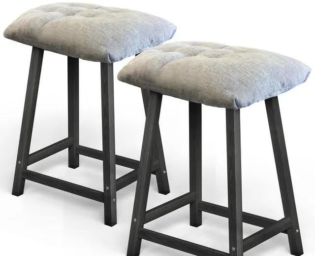 Main image of 2 Pcs Bar Stools Cushions with Non-Slip Bottom and Strap, Grey Soft Seat Cushion Comfortable PP Cotton Filled Pad, Six-Point Positioning, Ideal for Stools and Chairs Use, 16"x12"x 2"