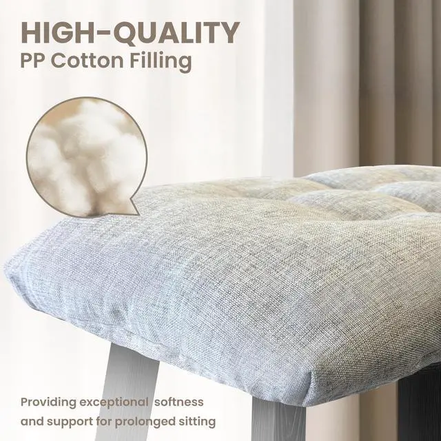 Alt view image 4 of 6 - 2 Pcs Bar Stools Cushions with Non-Slip Bottom and Strap, Grey Soft Seat Cushion Comfortable PP Cotton Filled Pad, Six-Point Positioning, Ideal for Stools and Chairs Use, 16"x12"x 2"