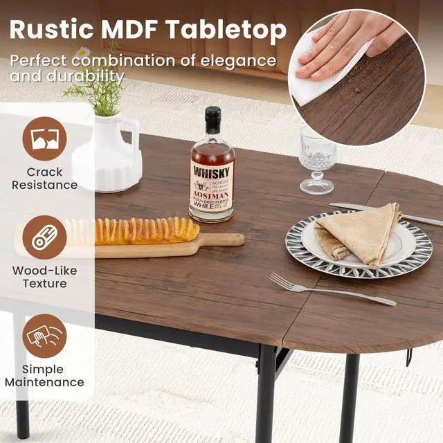 Alt view image 5 of 6 - 3-Piece Dining Table Set for 2, 55-inches Drop Leaf Kitchen Table with Dining Chairs, Metal Frame, Space-Saving Breakfast Nook Set for Small Space, Dinner, Dinette, Apartment, Dorm Room