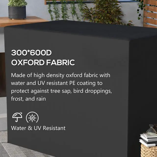 Alt view image 4 of 6 - 600D Oxford 3-Seater Patio Swing Cover Outdoor Chair Cover Garden Furniture Cover Rain Protection Waterproof Anti-UV, Dark Gray