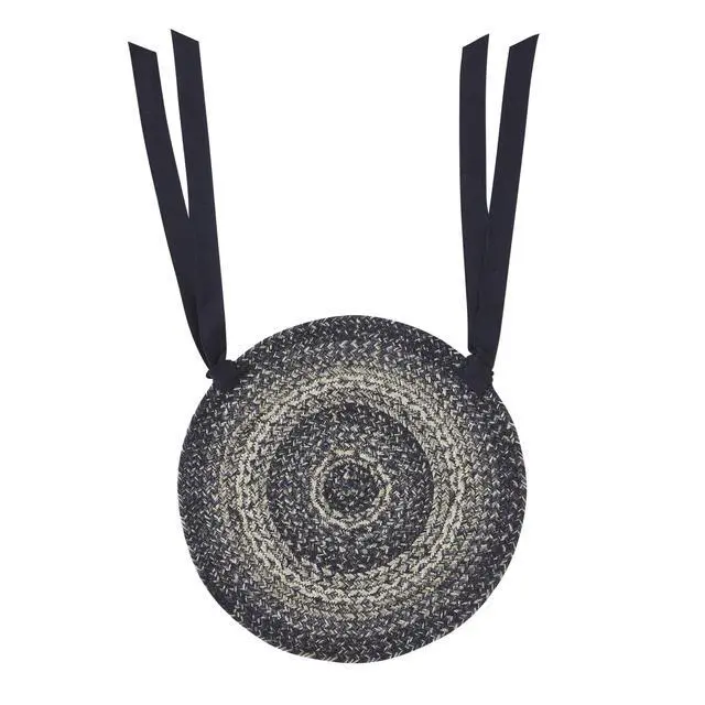 Alt view image 5 of 5 - Sawyer Mill Black Farmhouse 15 in Chair Pad Textured Jute Striped Round Kitchen Table Decor, Set of 6