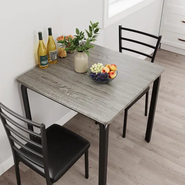 Alt view image 2 of 6 - 3-Piece Kitchen Dining Room Table Chair Set for Small Space, Indoor Modern Dinette Set for 2, Square Dinner Table Set for Dinette, Breakfast (Oak, Dining Table with 2 Chairs)