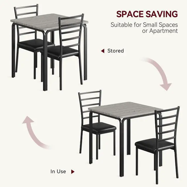 Alt view image 6 of 6 - 3-Piece Kitchen Dining Room Table Chair Set for Small Space, Indoor Modern Dinette Set for 2, Square Dinner Table Set for Dinette, Breakfast (Oak, Dining Table with 2 Chairs)