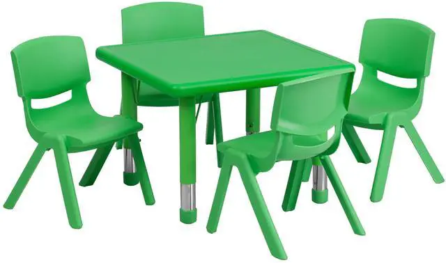 Main image of 24" Square Green Plastic Adjustable Activity Table Set-4 Chairs