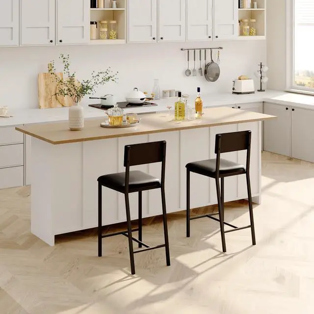 Alt view image 2 of 6 - Dining Chairs Set of 2 with Contemporary PU Upholstered, Ergonomic Backrest, Dining chair 330Lbs Weight Capacity, Dining Chairs Set for 2 with Metal Legs for Home Kitchen, Dining Room, Apartments