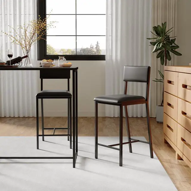 Alt view image 4 of 6 - Dining Chairs Set of 2 with Contemporary PU Upholstered, Ergonomic Backrest, Dining chair 330Lbs Weight Capacity, Dining Chairs Set for 2 with Metal Legs for Home Kitchen, Dining Room, Apartments