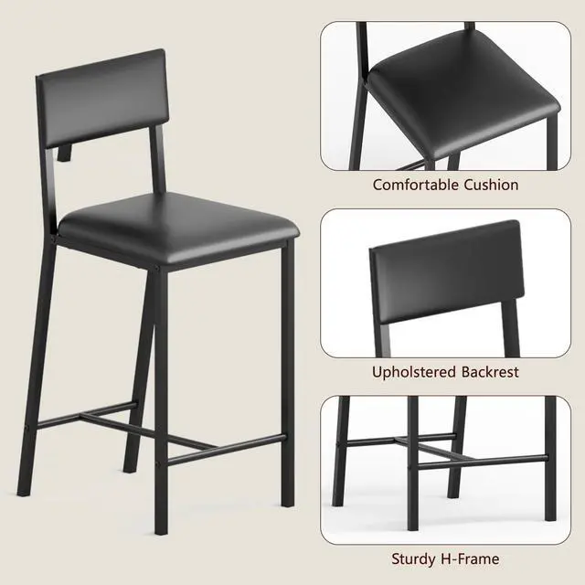 Alt view image 6 of 6 - Dining Chairs Set of 2 with Contemporary PU Upholstered, Ergonomic Backrest, Dining chair 330Lbs Weight Capacity, Dining Chairs Set for 2 with Metal Legs for Home Kitchen, Dining Room, Apartments