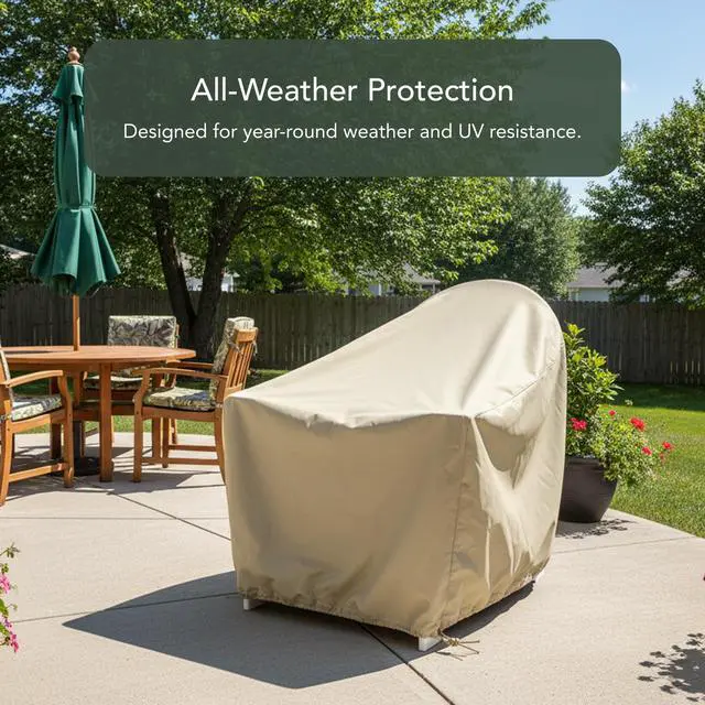 Alt view image 3 of 6 - Elite Outdoor Adirondack Chair Cover 300D Water-Resistant Polyester Patio Chair Protector with Drawcord Hem, Buckle Straps & Mesh Vent, 32W x 34D x 38H, Khaki
