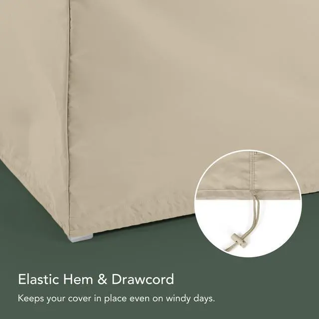Alt view image 6 of 6 - Elite Outdoor Adirondack Chair Cover 300D Water-Resistant Polyester Patio Chair Protector with Drawcord Hem, Buckle Straps & Mesh Vent, 32W x 34D x 38H, Khaki
