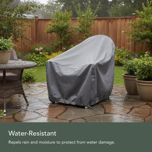 Alt view image 3 of 6 - Elite Outdoor Adirondack Chair Cover 300D Water-Resistant Polyester Patio Chair Protector with Drawcord Hem, Buckle Straps & Mesh Vent, 32W x 34D x 38H, Charcoal