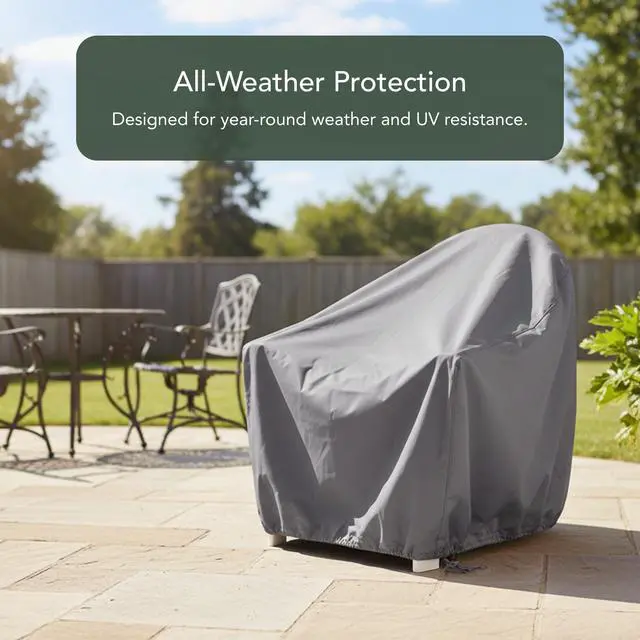 Alt view image 4 of 6 - Elite Outdoor Adirondack Chair Cover 300D Water-Resistant Polyester Patio Chair Protector with Drawcord Hem, Buckle Straps & Mesh Vent, 32W x 34D x 38H, Charcoal