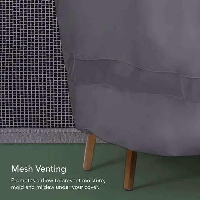 Alt view image 6 of 6 - Elite Outdoor Adirondack Chair Cover 300D Water-Resistant Polyester Patio Chair Protector with Drawcord Hem, Buckle Straps & Mesh Vent, 32W x 34D x 38H, Charcoal