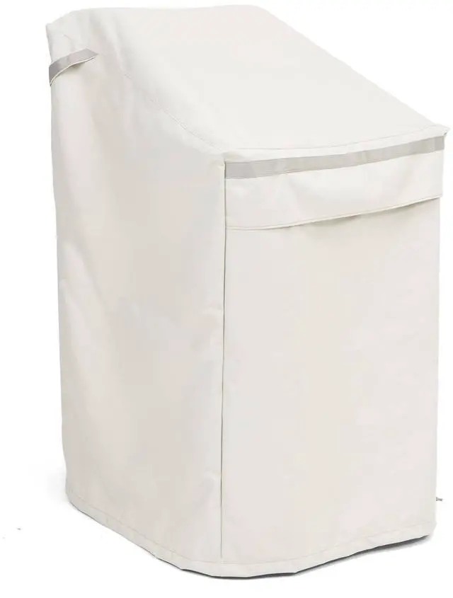Main image of Prestige Outdoor Stacking Chair Cover Heavy-Duty Polyester Patio Chair Protector, Water-Resistant, Drawcord Hem, Mesh Vents, Fits Most Garden & Deck Chairs, 26W x 28D x 48H, Stone