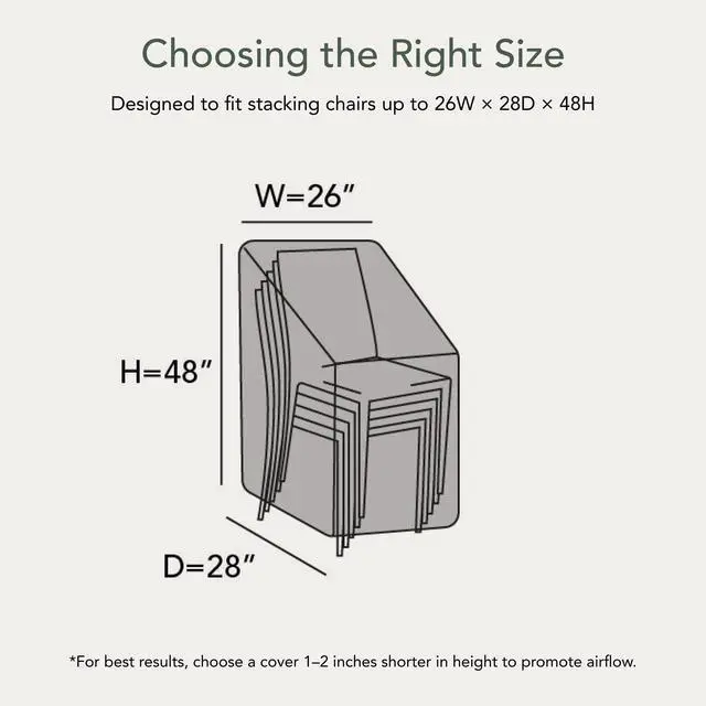 Alt view image 2 of 6 - Prestige Outdoor Stacking Chair Cover Heavy-Duty Polyester Patio Chair Protector, Water-Resistant, Drawcord Hem, Mesh Vents, Fits Most Garden & Deck Chairs, 26W x 28D x 48H, Clay