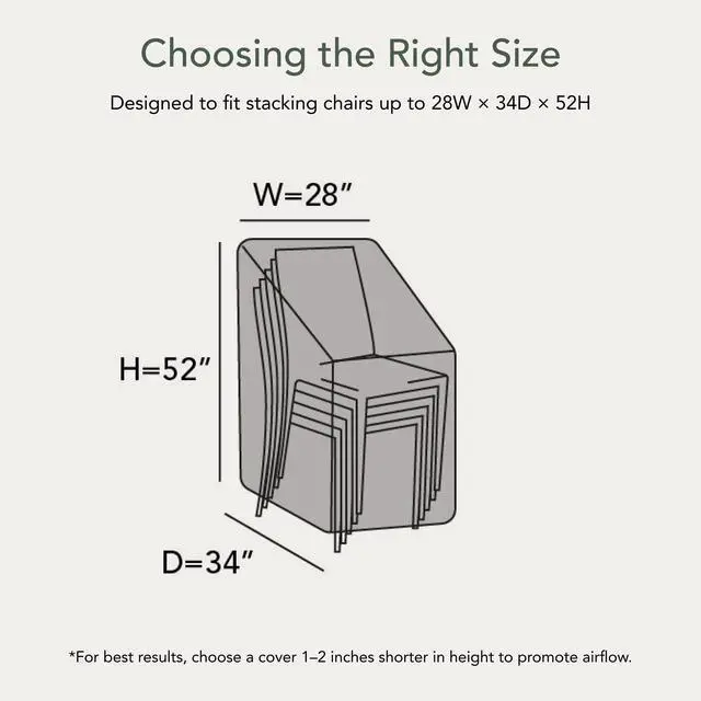 Alt view image 2 of 6 - Prestige Outdoor Stacking Chair Cover Heavy-Duty Polyester Patio Chair Protector, Water-Resistant, Drawcord Hem, Mesh Vents, Fits Most Garden & Deck Chairs, 28W x 34D x 52H, Stone