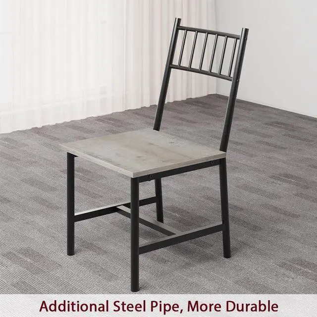 Alt view image 4 of 6 - Dining Table Set for 4, Kitchen Table and Chairs for 4 with Wine Rack, Dining Room Table Set with Bench, Rectangular Kitchen Table Set for Small Space, Apartment, Studio, Retro Gray