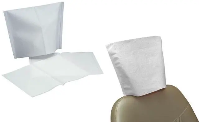 Main image of 500/bx White Medical 10"x10" Chair Headrest Covers White Paper, Premium Protection Textured Tissue/Poly Backing, Water Resistant Head Rest Cahir Covers
