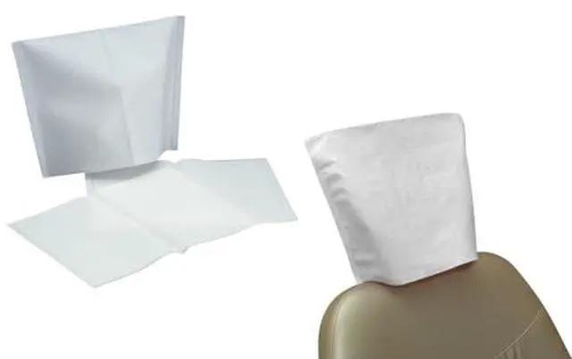 Alt view image 2 of 2 - 500/bx White Medical 10"x10" Chair Headrest Covers White Paper, Premium Protection Textured Tissue/Poly Backing, Water Resistant Head Rest Cahir Covers