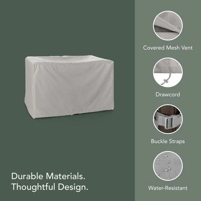 Alt view image 4 of 6 - Modular Sectional Club Chair Cover - Heavy-Duty Polyester, Weather Resistant, Drawcord Hem, Seating and Chair Covers, 38W x 38D x 35H, Ripstop Grey