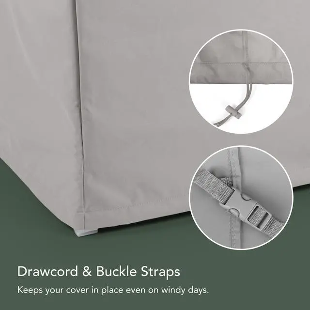 Alt view image 6 of 6 - Modular Sectional Club Chair Cover - Heavy-Duty Polyester, Weather Resistant, Drawcord Hem, Seating and Chair Covers, 38W x 38D x 35H, Ripstop Grey