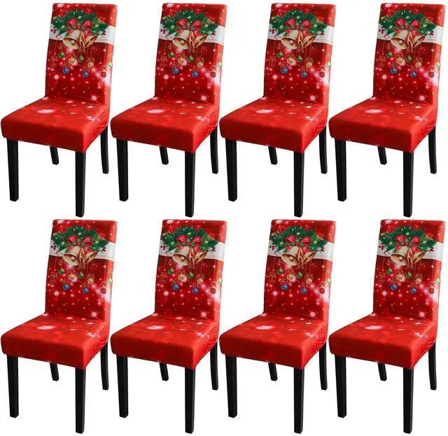 Main image of Dining Room Chair Covers Slipcovers Set - Spandex Super Fit Stretch Removable Washable Kitchen Parsons Chair Covers Protector for Dining Room - Christmas Xmas (Color-01, 8 Pack)
