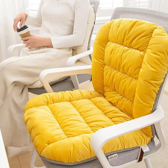 Alt view image 2 of 6 - Desk Chair Cushion, Soft Seat Cushion with Removable Cover, Non-Slip, Indoor/Outdoor, Yellow, 17" x 19", Velvet, Rectangular, Classic