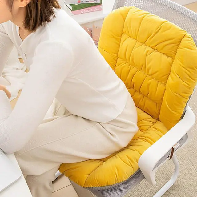 Alt view image 3 of 6 - Desk Chair Cushion, Soft Seat Cushion with Removable Cover, Non-Slip, Indoor/Outdoor, Yellow, 17" x 19", Velvet, Rectangular, Classic