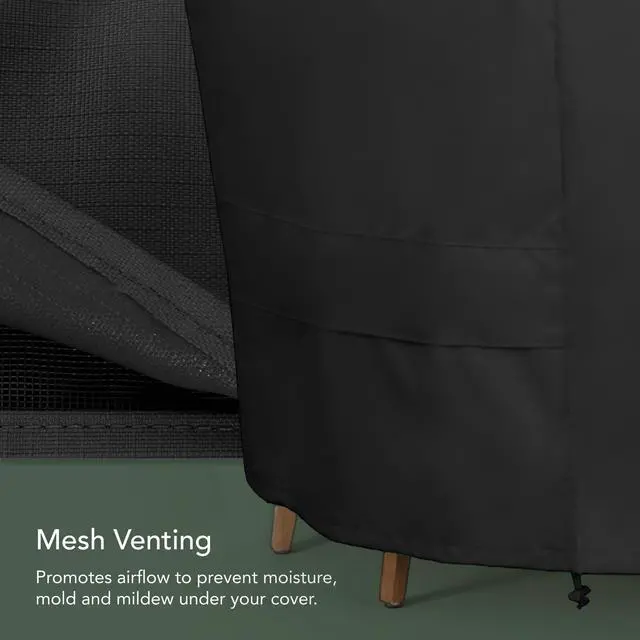Alt view image 5 of 6 - Ultima Outdoor Adirondack Chair Cover 600D Heavy-Duty Waterproof Polyester Patio Chair Protector with Drawcord Hem, Buckle Straps & Covered Mesh Vent, 32W x 34D x 38H, Ripstop Black