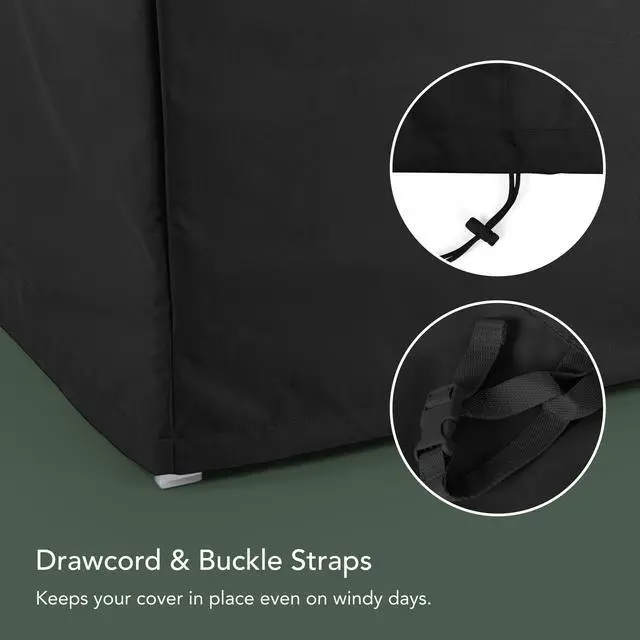 Alt view image 6 of 6 - Ultima Outdoor Adirondack Chair Cover 600D Heavy-Duty Waterproof Polyester Patio Chair Protector with Drawcord Hem, Buckle Straps & Covered Mesh Vent, 32W x 34D x 38H, Ripstop Black