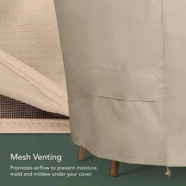 Alt view image 5 of 6 - Ultima Outdoor Adirondack Chair Cover 600D Heavy-Duty Waterproof Polyester Patio Chair Protector with Drawcord Hem, Buckle Straps & Covered Mesh Vent, 29W x 36D x 36H, Ripstop Tan