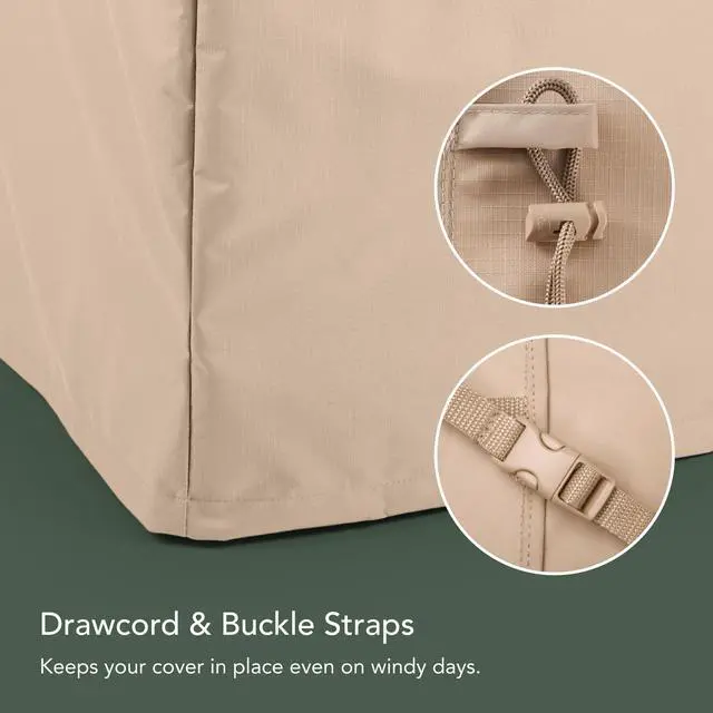 Alt view image 6 of 6 - Ultima Outdoor Adirondack Chair Cover 600D Heavy-Duty Waterproof Polyester Patio Chair Protector with Drawcord Hem, Buckle Straps & Covered Mesh Vent, 29W x 36D x 36H, Ripstop Tan