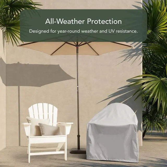 Alt view image 3 of 6 - Ultima Outdoor Adirondack Chair Cover 600D Heavy-Duty Waterproof Polyester Patio Chair Protector with Drawcord Hem, Buckle Straps & Covered Mesh Vent, 29W x 36D x 36H, Ripstop Grey